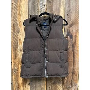 Chocolate Brown GAP Down Puffer Vest Womens M Y2K Minimalist Gorpcore Earthy